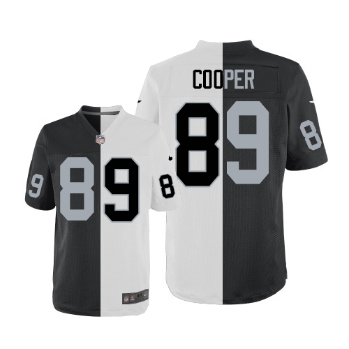 Men's Elite Amari Cooper Nike Jersey Black/White - #89 Split Fashion NFL Oakland Raiders